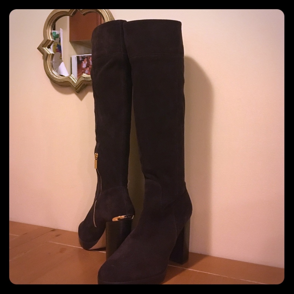 Michael Kors Regina Platform Coffee Suede Boots